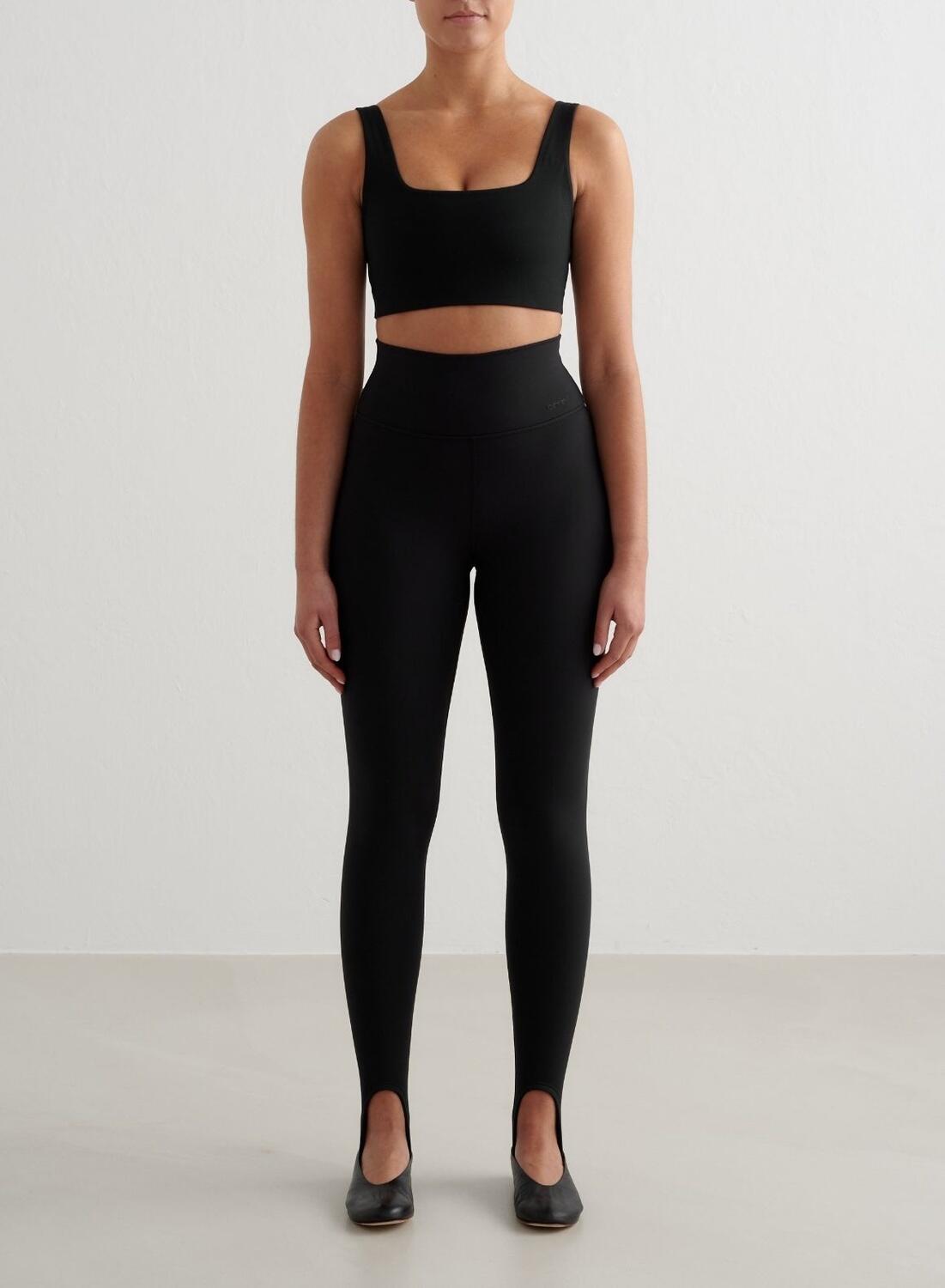 Damskie legginsy ze strzemionami, z wysokim stanem, squat proof Sense czarne