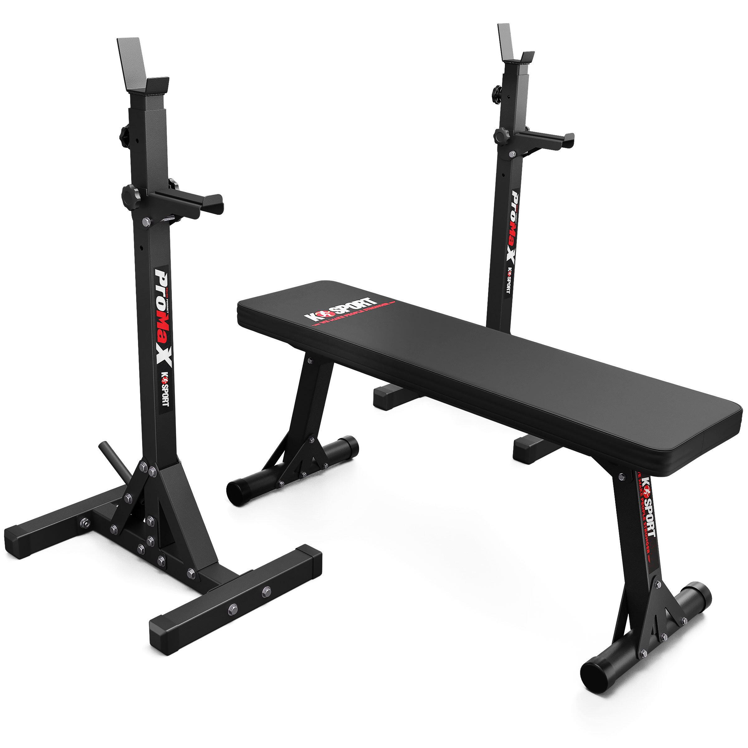 ZESTAW KSH076 STOJAKI (2SZT) TRENINGOWE + ŁAWKA SKŁADANA K-sport KSH076