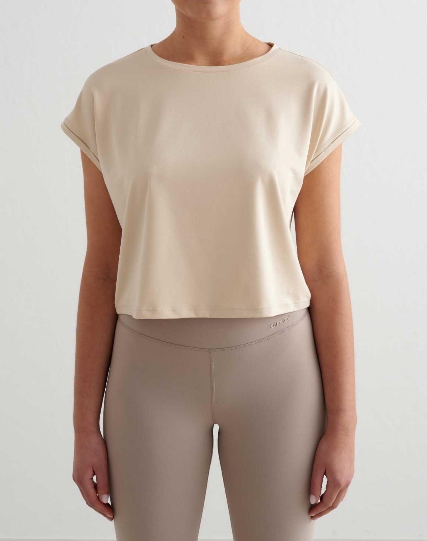 Damski top treningowy ultramiękki second skin, szybkoschnący Soft Basic beżowy