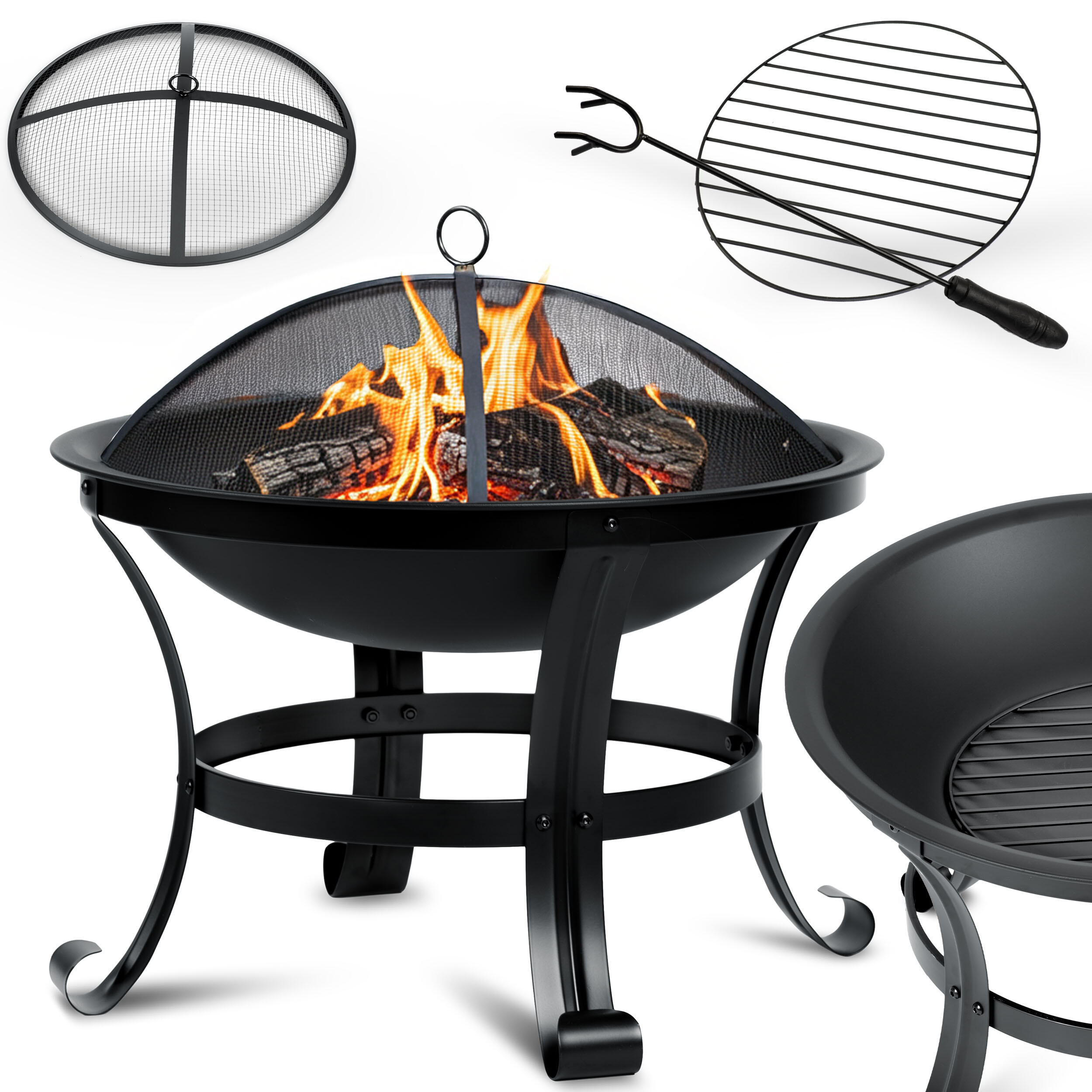 Palenisko kempingowe z pokrywą uchwytami na ognisko grill Berdsen 60cm