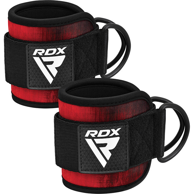 Paski z hakami na kostkę RDX A4 Ankle Straps For Gym Cable Machine red