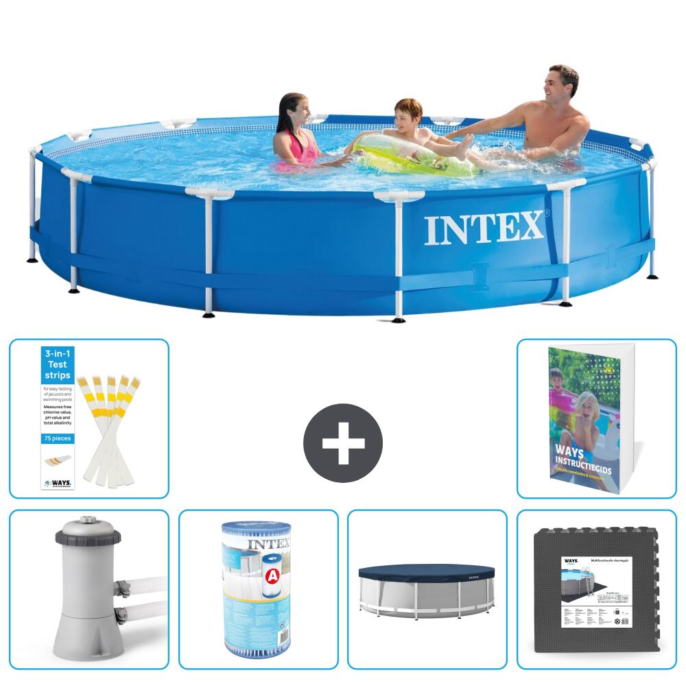 INTEX Basen ze stelażem Okrągły - 366x76 cm - 7-częściowy S215