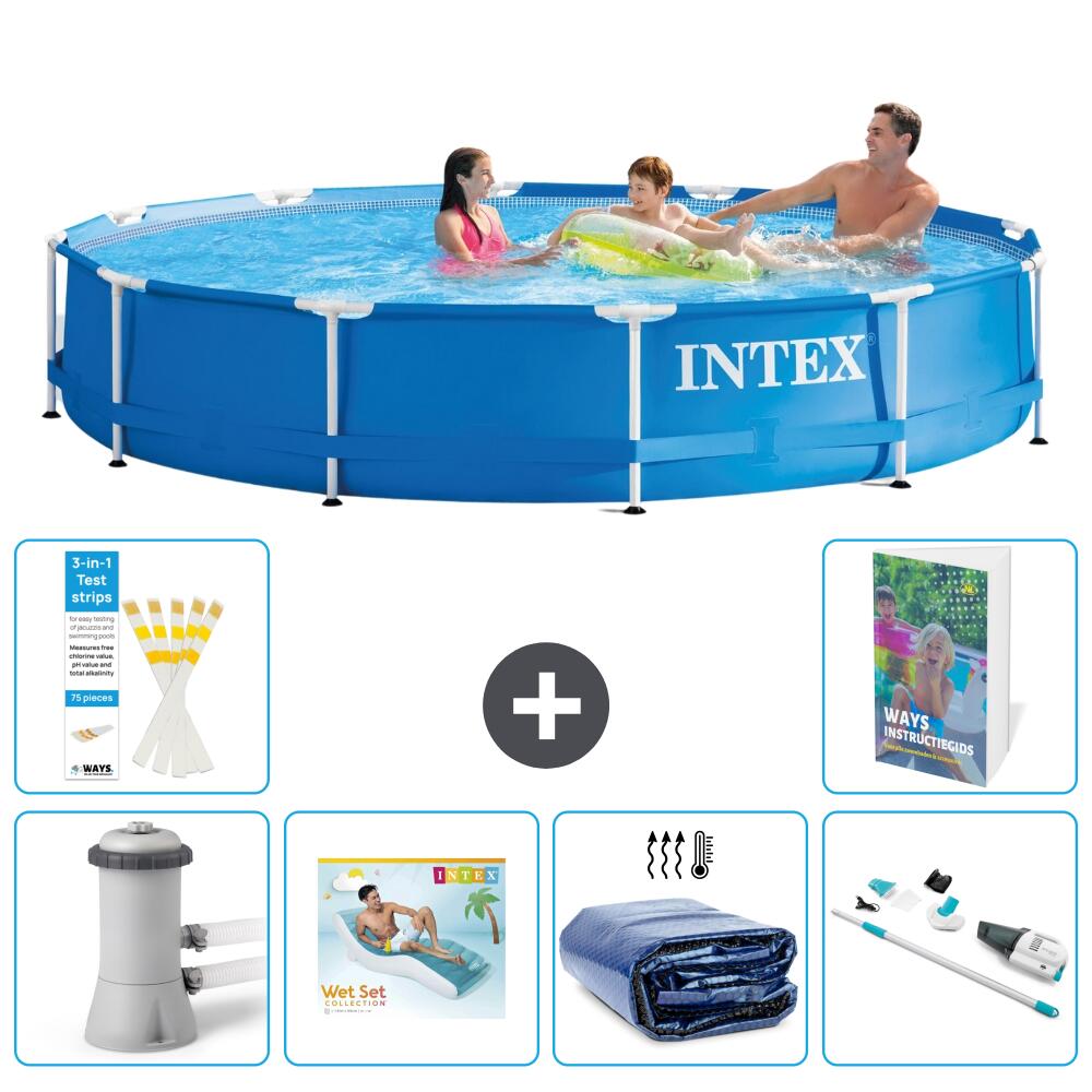 INTEX Basen ze stelażem Okrągły - 366x76 cm - 7-częściowy S261