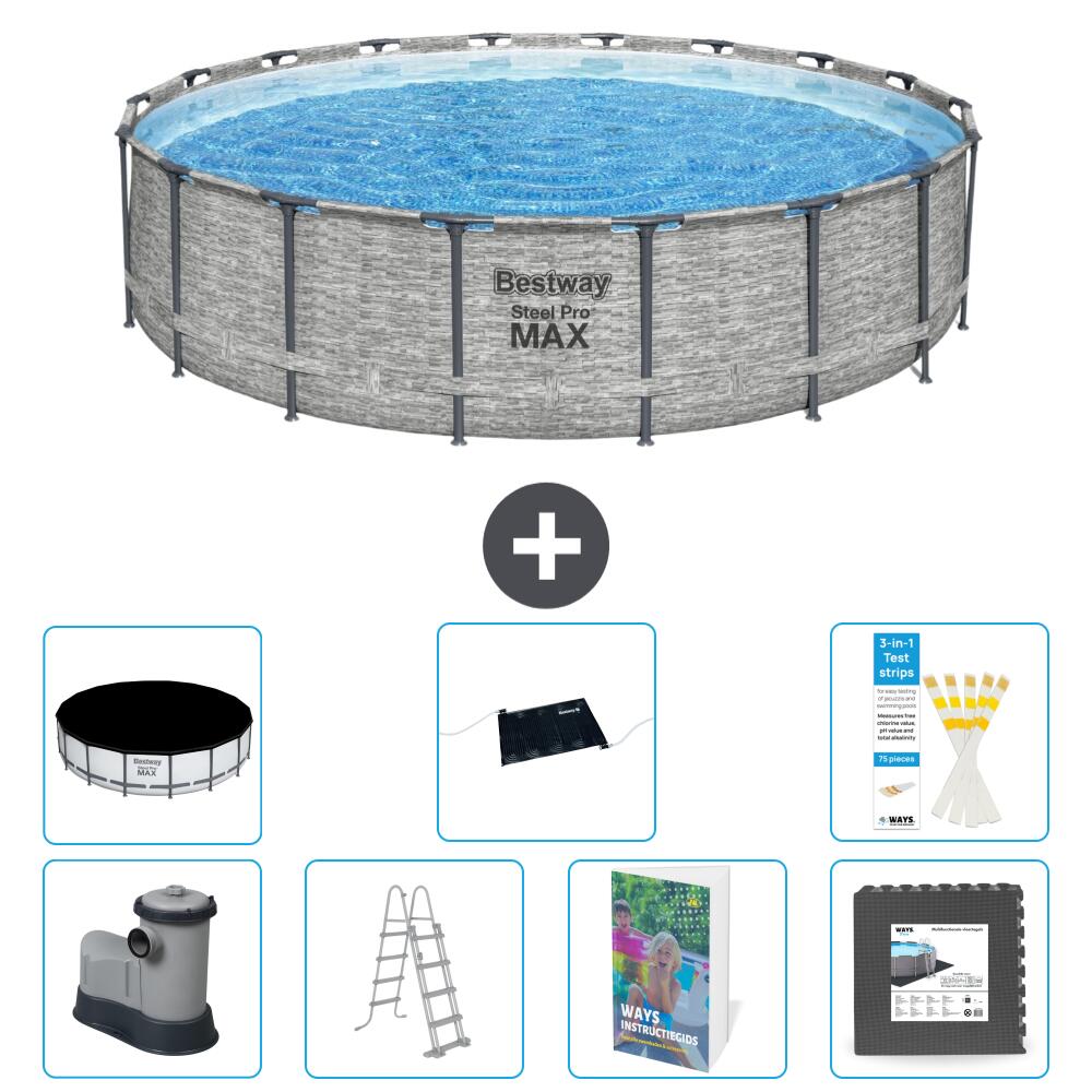 BESTWAY Basen Steel Pro MAX Okrągły - 549x122 cm - 8-częściowy S543