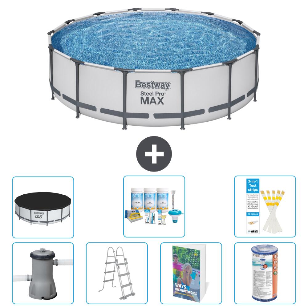 BESTWAY Basen Steel Pro MAX Okrągły - 427x122 cm - 8-częściowy S556