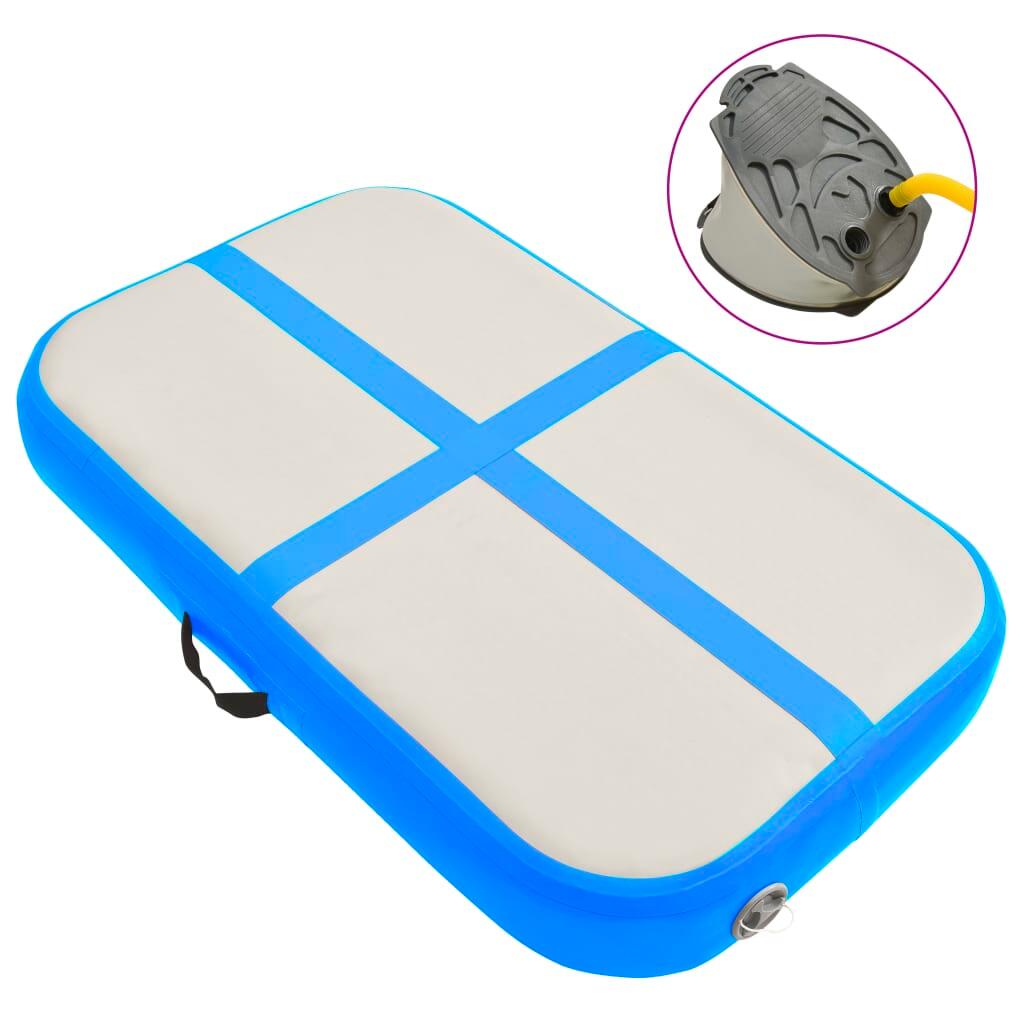 VidaXL Mata gimnastyczna dmuchana z pompką 60 x 100 x 15 cm PVC niebiesko-szara