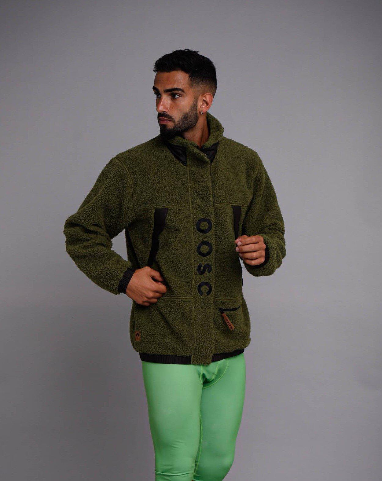 Kurtka polarowa Sherpa - khaki / czarny
