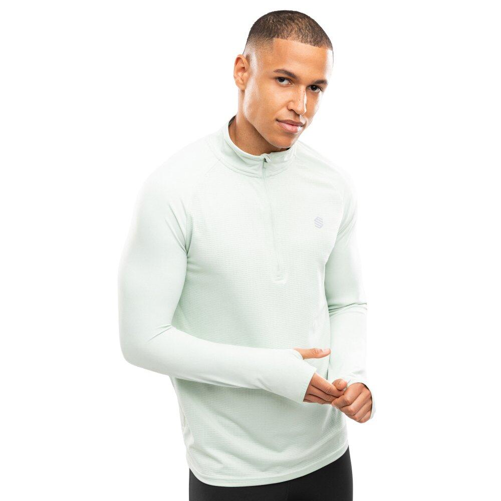 Męska bluza do biegania z suwakiem pod szyją Fitness Siroko Intuit Green