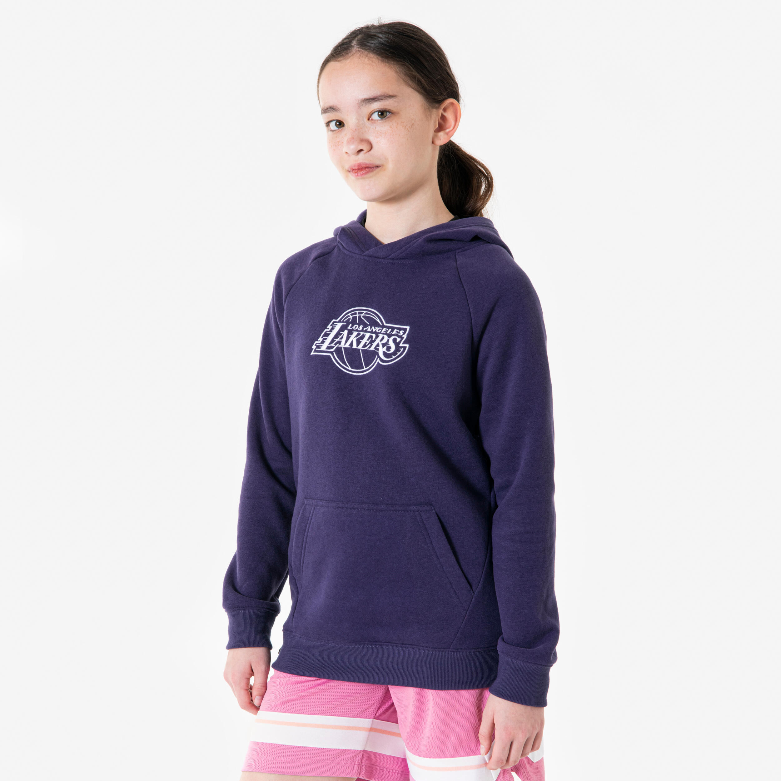 Bluza z kapturem do koszykówki dla dzieci Tarmak 900 NBA Los Angeles Lakers