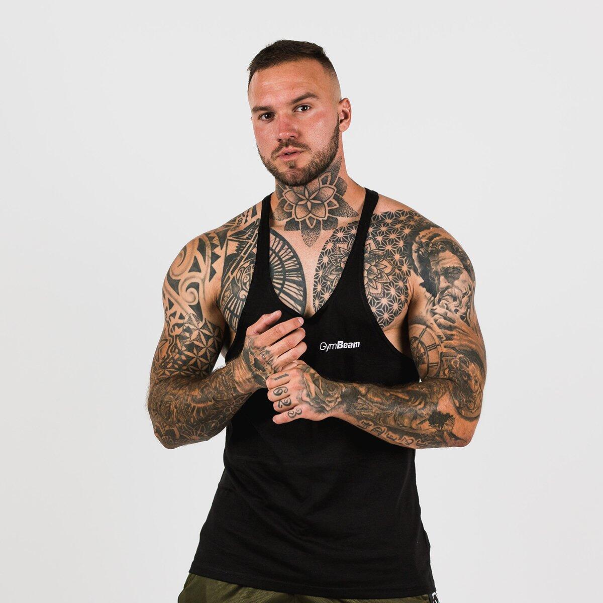 Podkoszulek męski fitness oddychający czarny Stringer