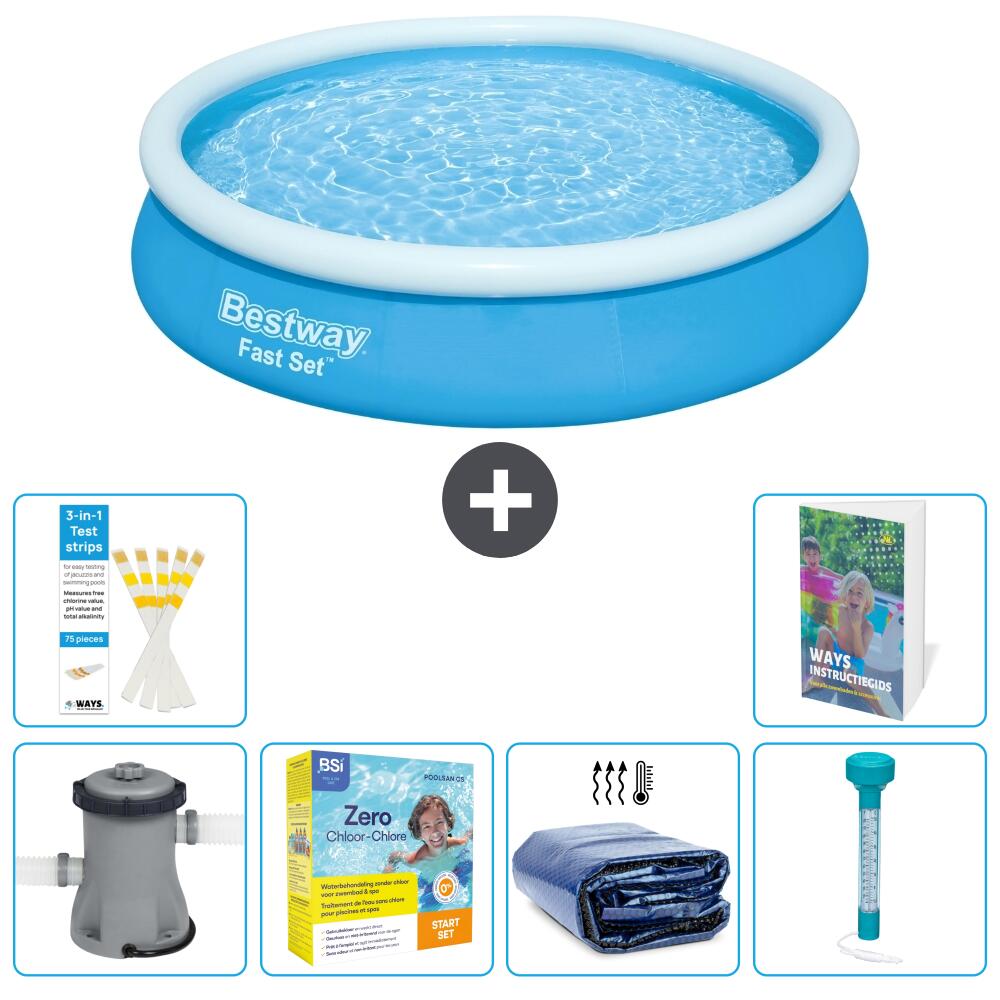 BESTWAY Basen Fast Set Okrągły - 366x76 cm - 7-częściowy S184