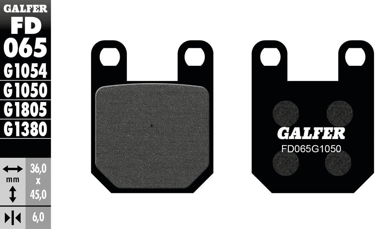 Klocki hamulcowe GALFER FD065 organiczne do skutera 36x45x6 mm