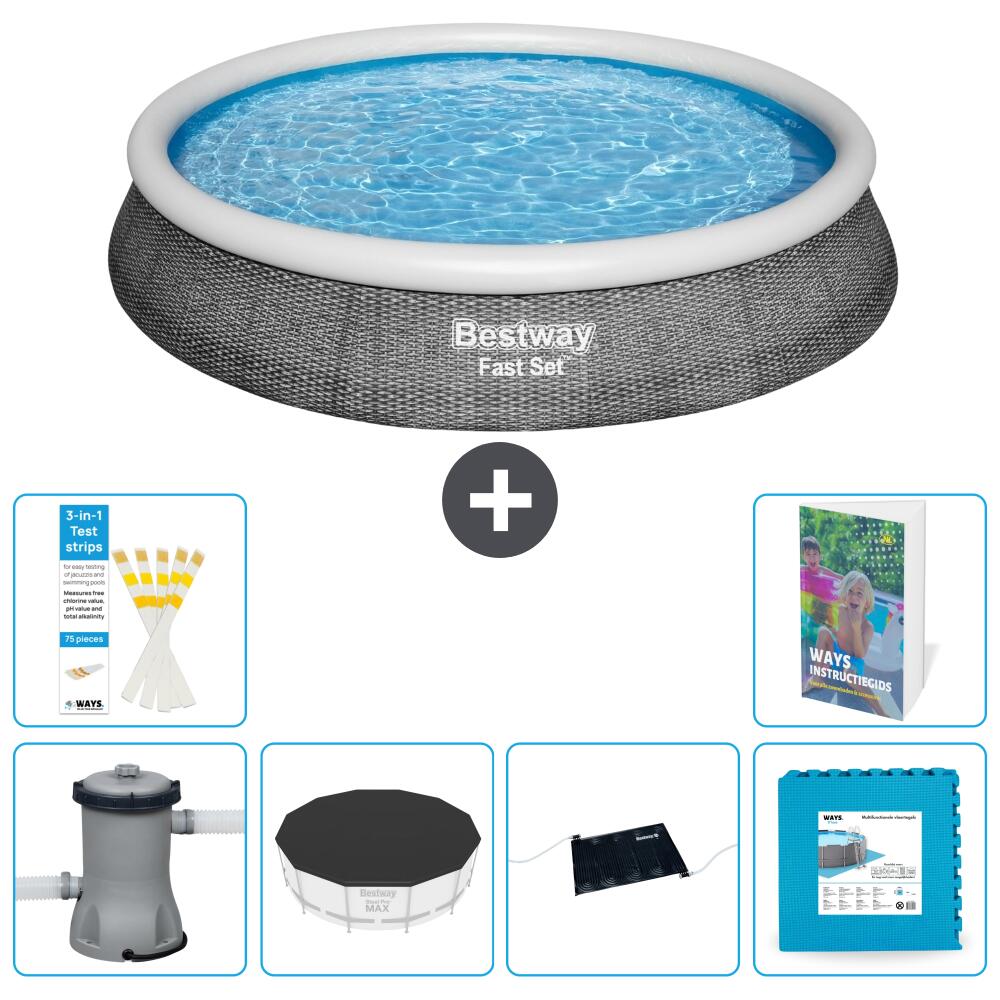 BESTWAY Basen Fast Set Okrągły - 396x84 cm - 7-częściowy S273
