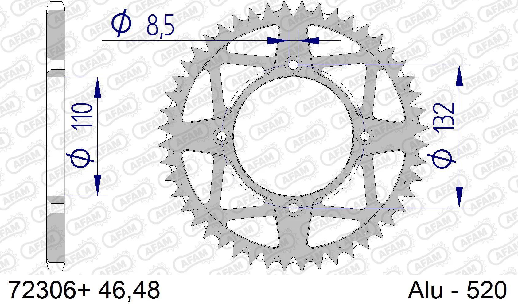 Koło łańcuchowe AFAM 520 48T aluminium antracytowe