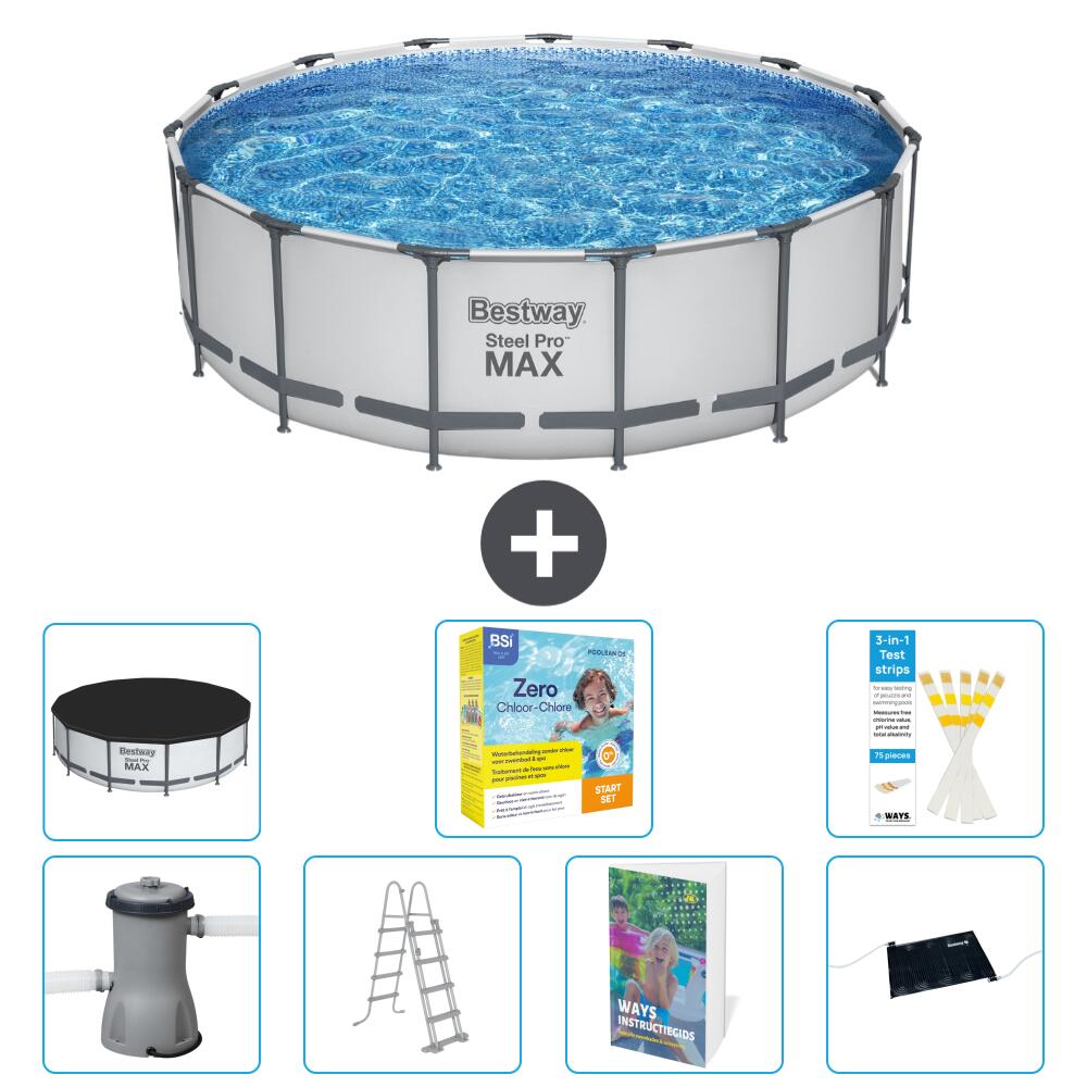 BESTWAY Basen Steel Pro MAX Okrągły - 488x122 cm - 8-częściowy S582