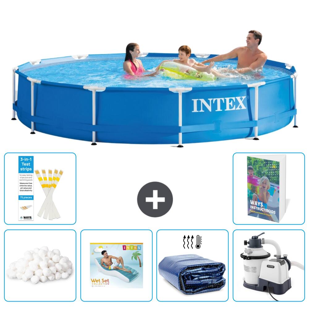 INTEX Basen ze stelażem Okrągły - 366x76 cm - 7-częściowy S5