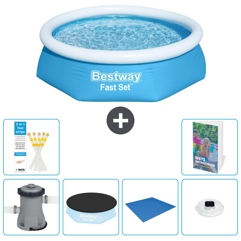 BESTWAY Basen Fast Set Okrągły - 244x61 cm - 7-częściowy S248