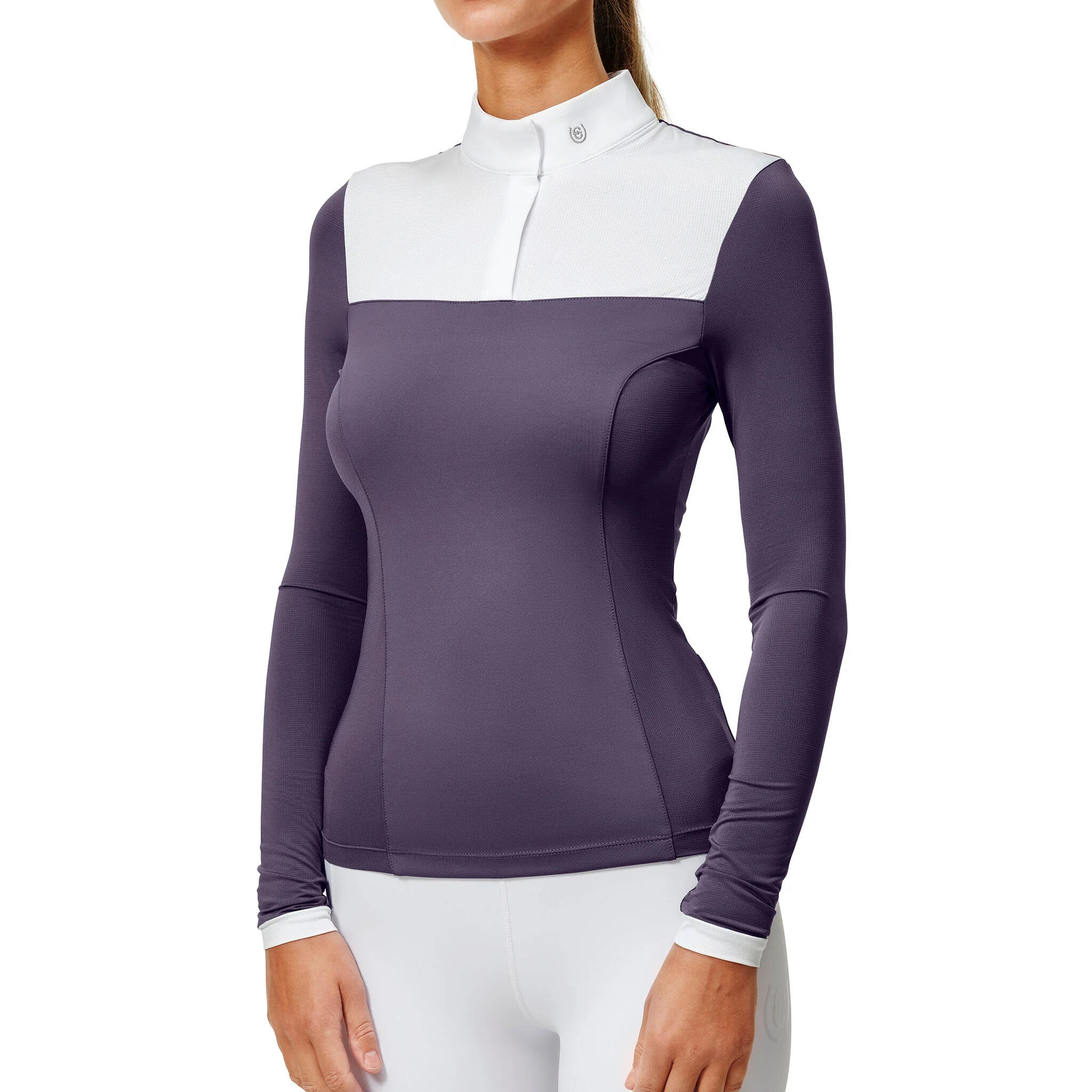 Damska konkursowa koszulka polo z długim rękawem Equestrian Stockholm Fine Line