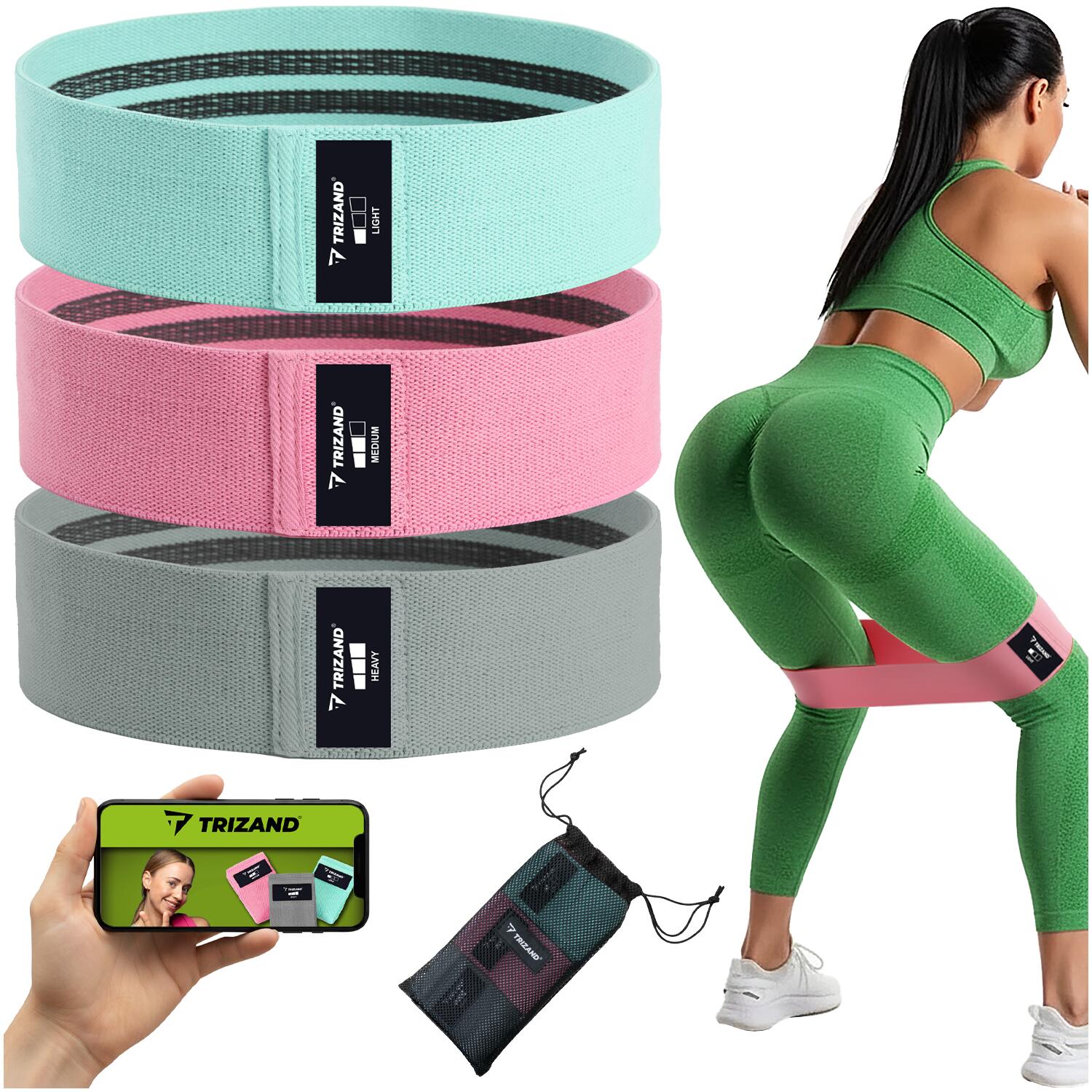 Gumy oporowe do ćwiczeń 3 szt. materiałowe 8–31 kg