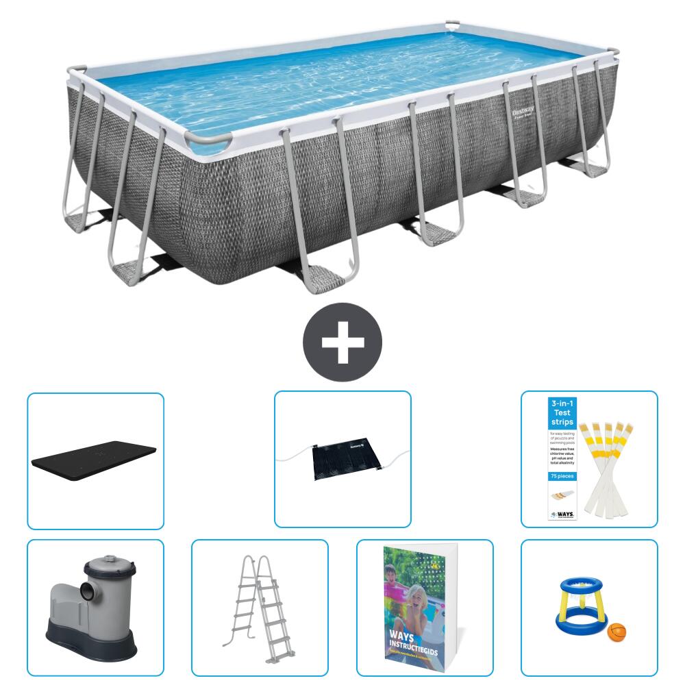 BESTWAY Basen Power Steel Prostokątny - 549x274x122 cm - 8-częściowy S559