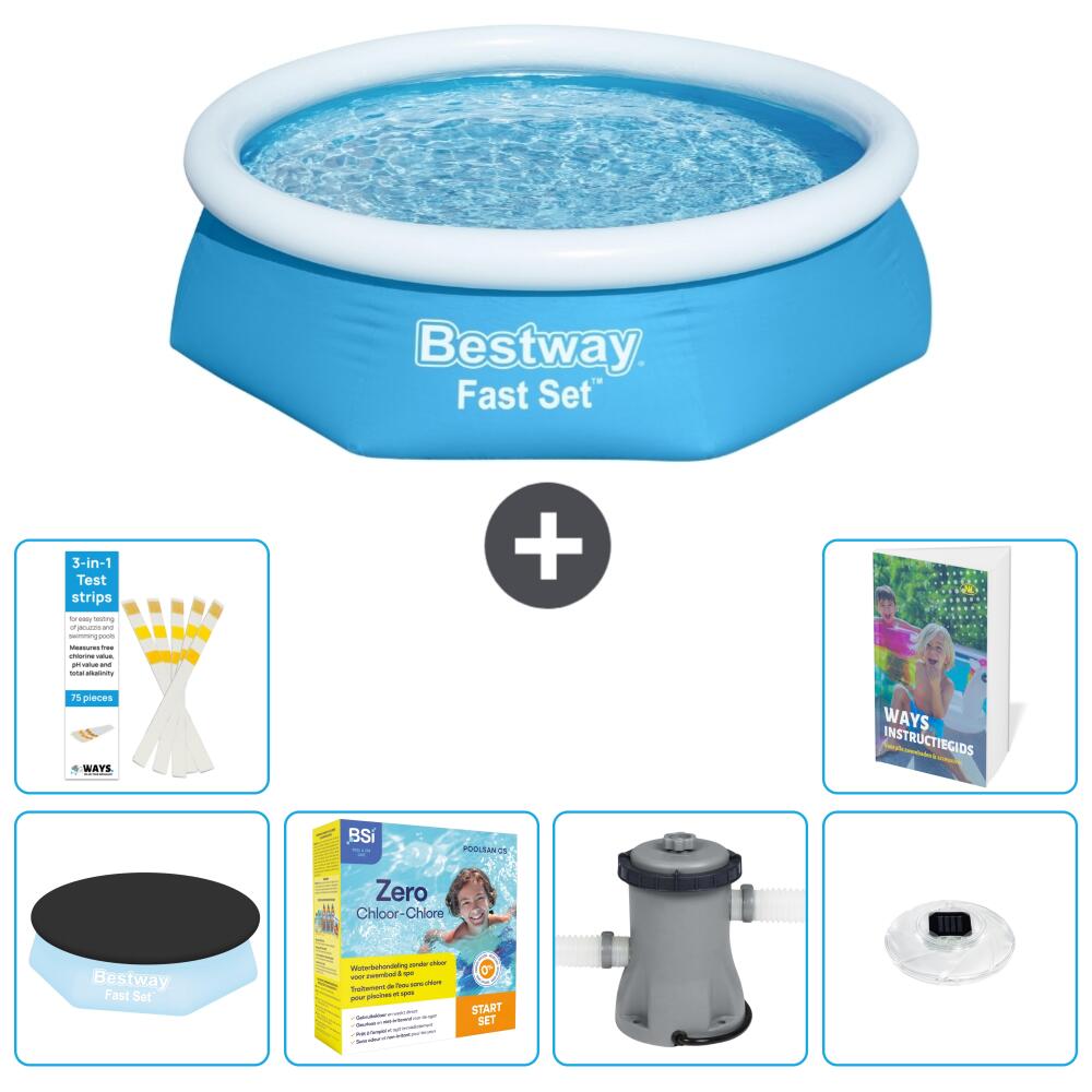 BESTWAY Basen Fast Set Okrągły - 244x61 cm - 7-częściowy S4