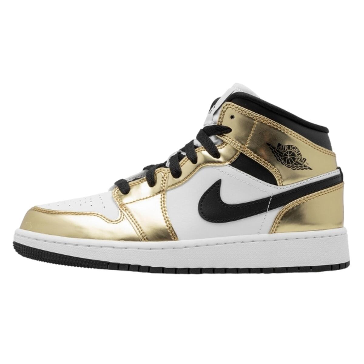 Air Jordan 1 Mid Metallic Gold Black White