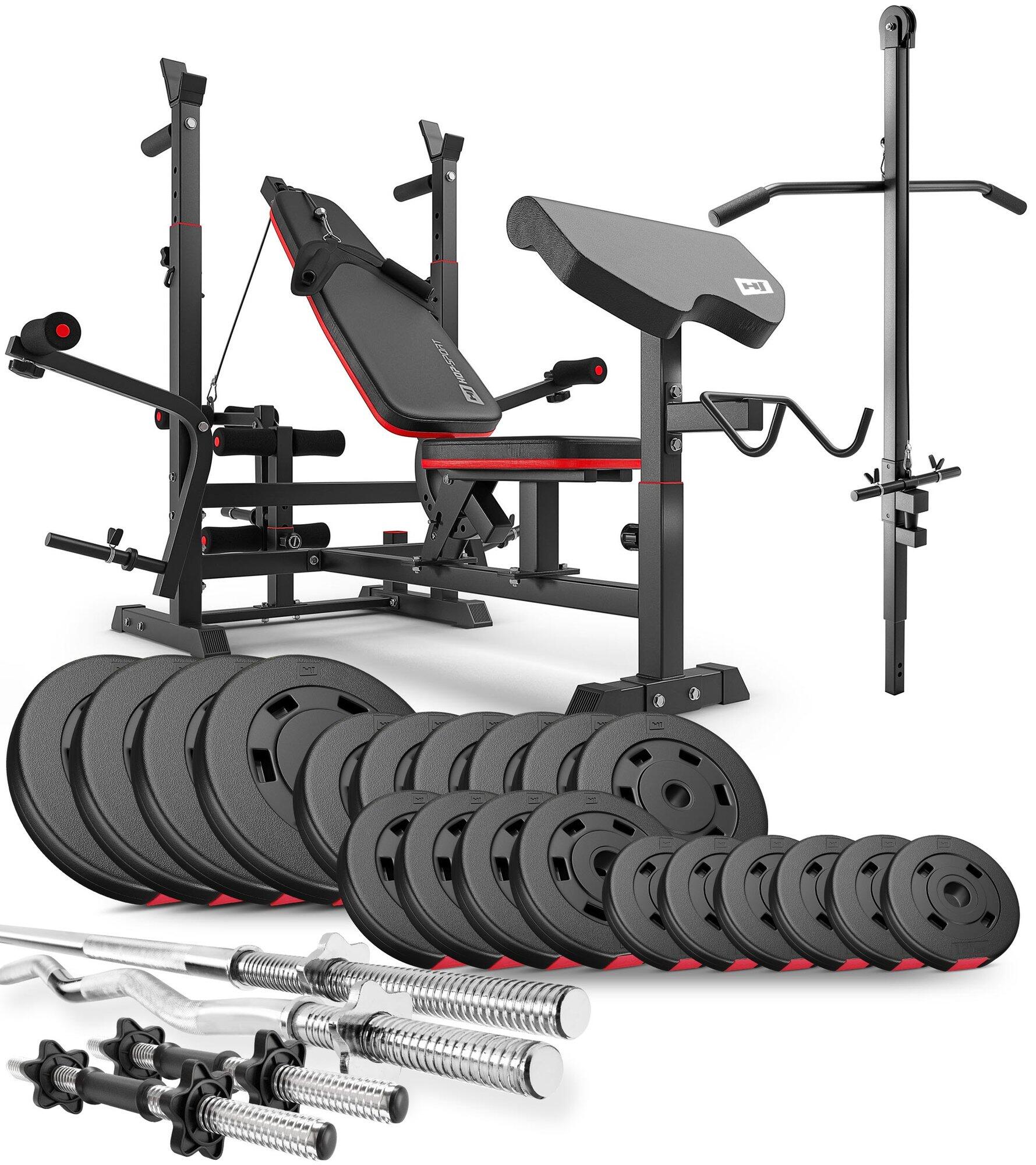 Zestaw kulturystyczny kompozytowy Hop-Sport Premium 105kg z ławką HS-1075