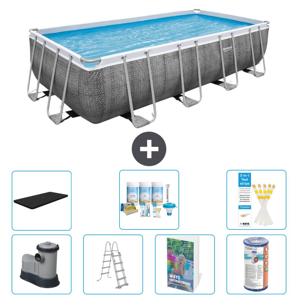 BESTWAY Basen Power Steel Prostokątny - 549x274x122 cm - 8-częściowy S556