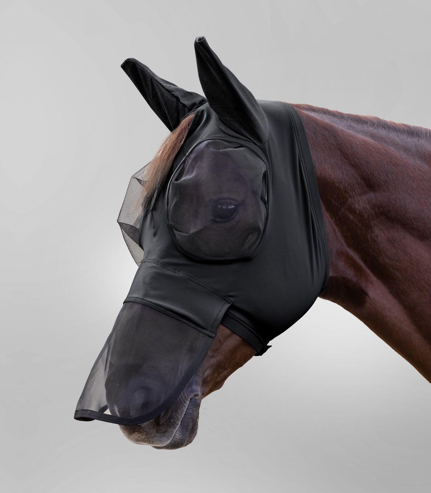 Waldhausen Vliegenmasker Puck met Neusbescherming - Zwart (Xtra Full)