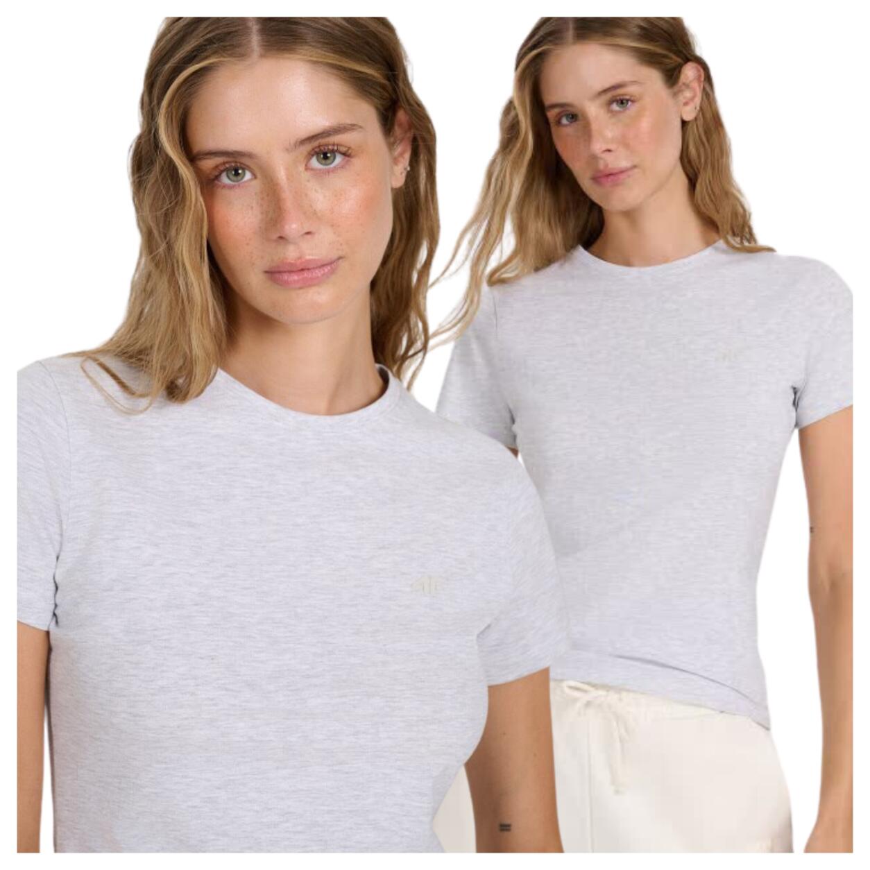 T-shirt slim gładki damski 4F 4FWMM00TTSHF2255