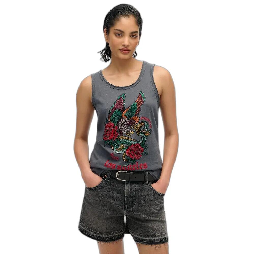 Top bez rękawów z odkrytymi ramionami dla kobiet Superdry Neo Trad Tattoo