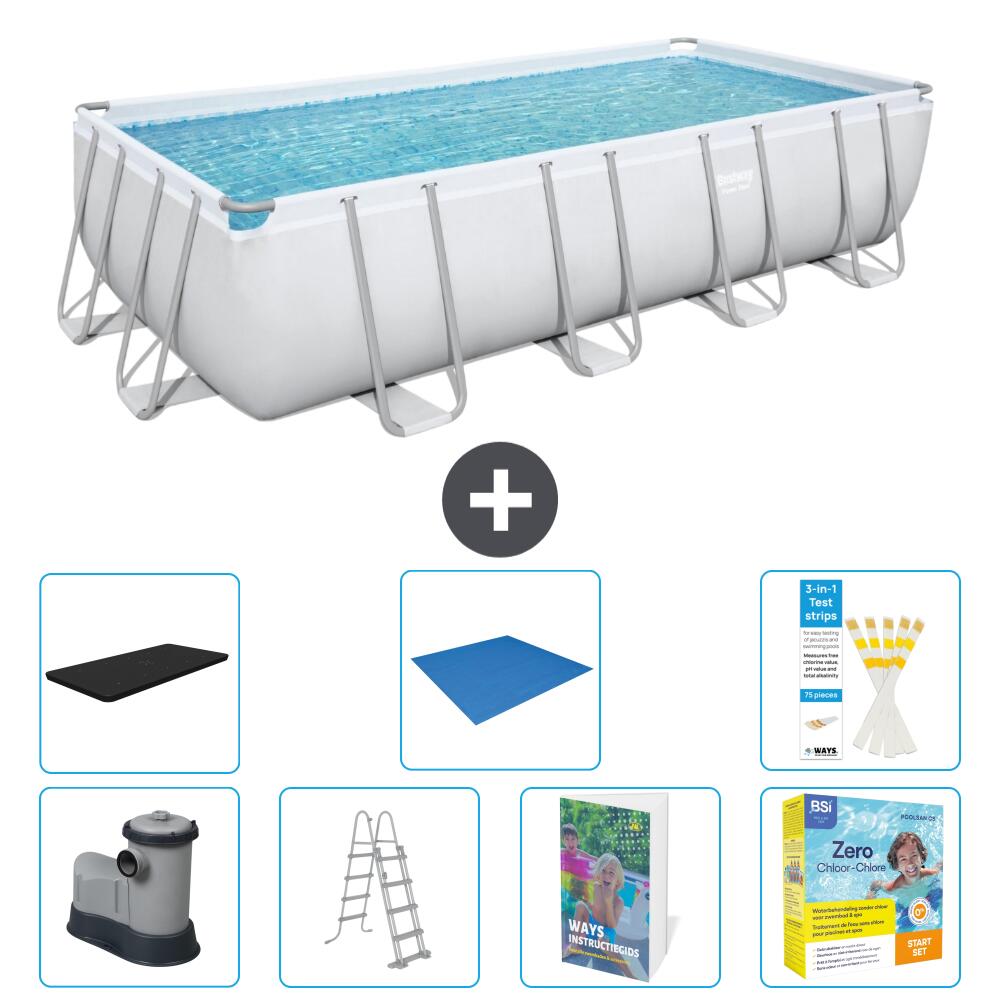 BESTWAY Basen Power Steel Prostokątny - 549x274x122 cm - 8-częściowy S546