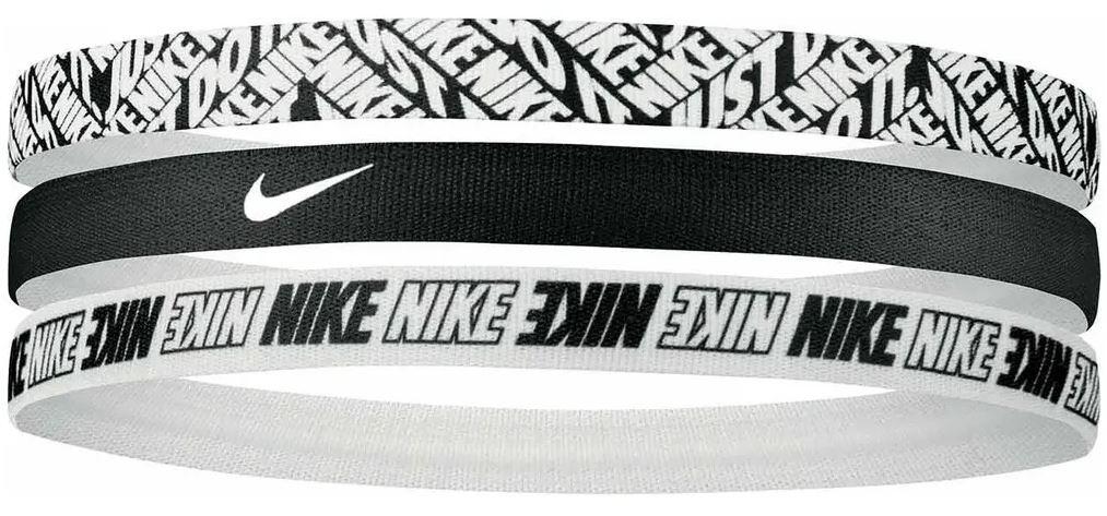 Nike opaski 3-pack damskie — czarne z białym nadrukiem