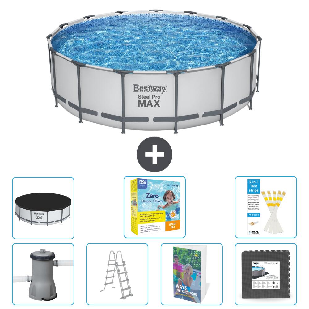 BESTWAY Basen Steel Pro MAX Okrągły - 488x122 cm - 8-częściowy S607