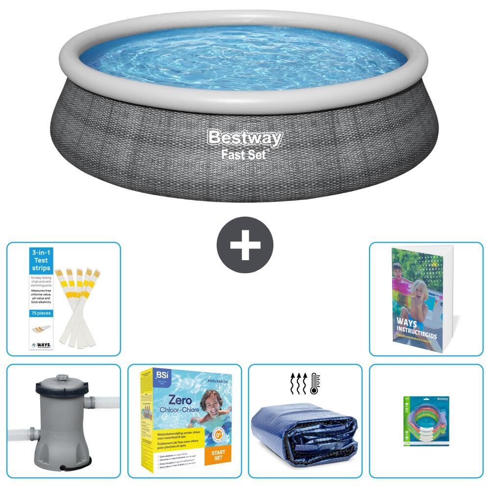 BESTWAY Basen Fast Set Okrągły - 457x84 cm - 7-częściowy S181
