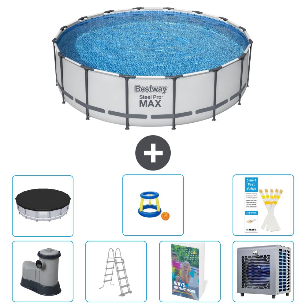 BESTWAY Basen Steel Pro MAX Okrągły - 488x122 cm - 8-częściowy S535