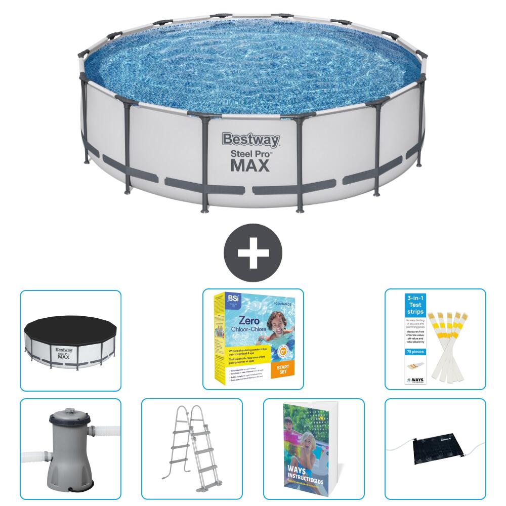 BESTWAY Basen Steel Pro MAX Okrągły - 427x122 cm - 8-częściowy S582