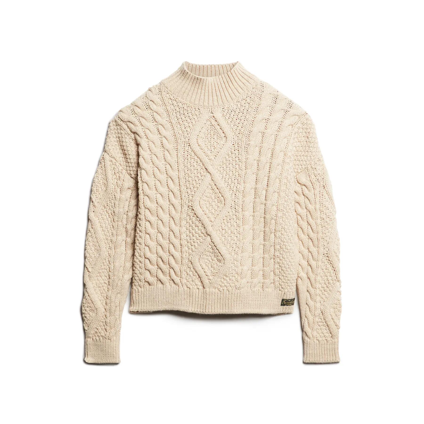 Damski sweter polo z dzianiny Superdry Aran Cable