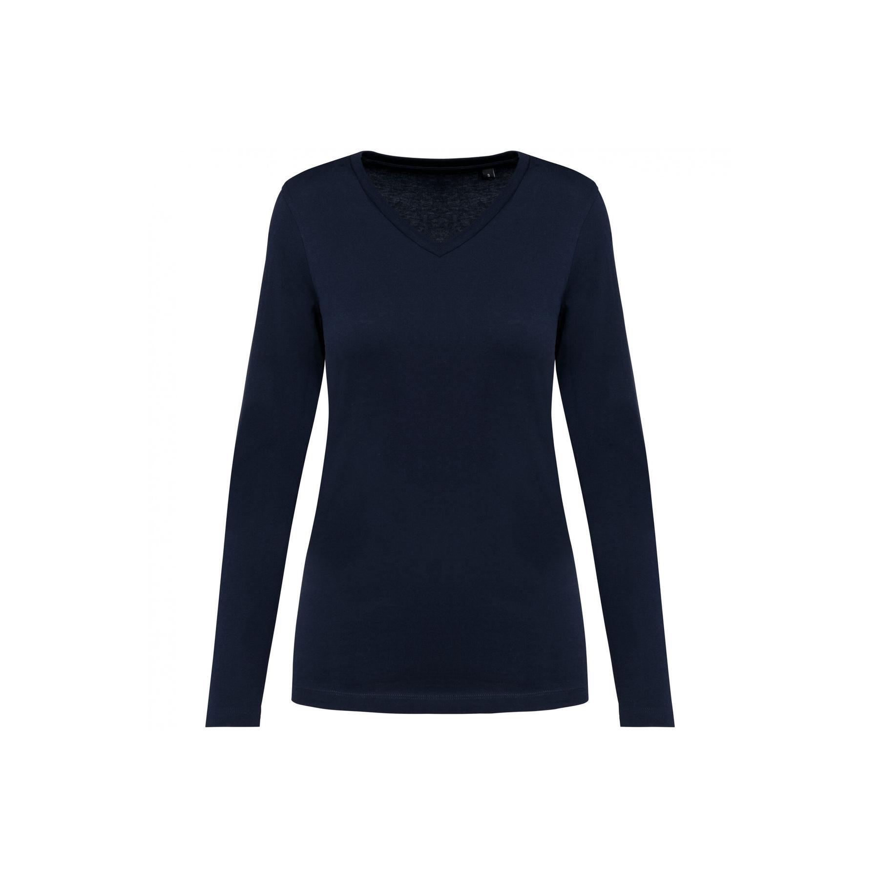 Damska koszulka z długim rękawem suprima v-neck Kariban Premium