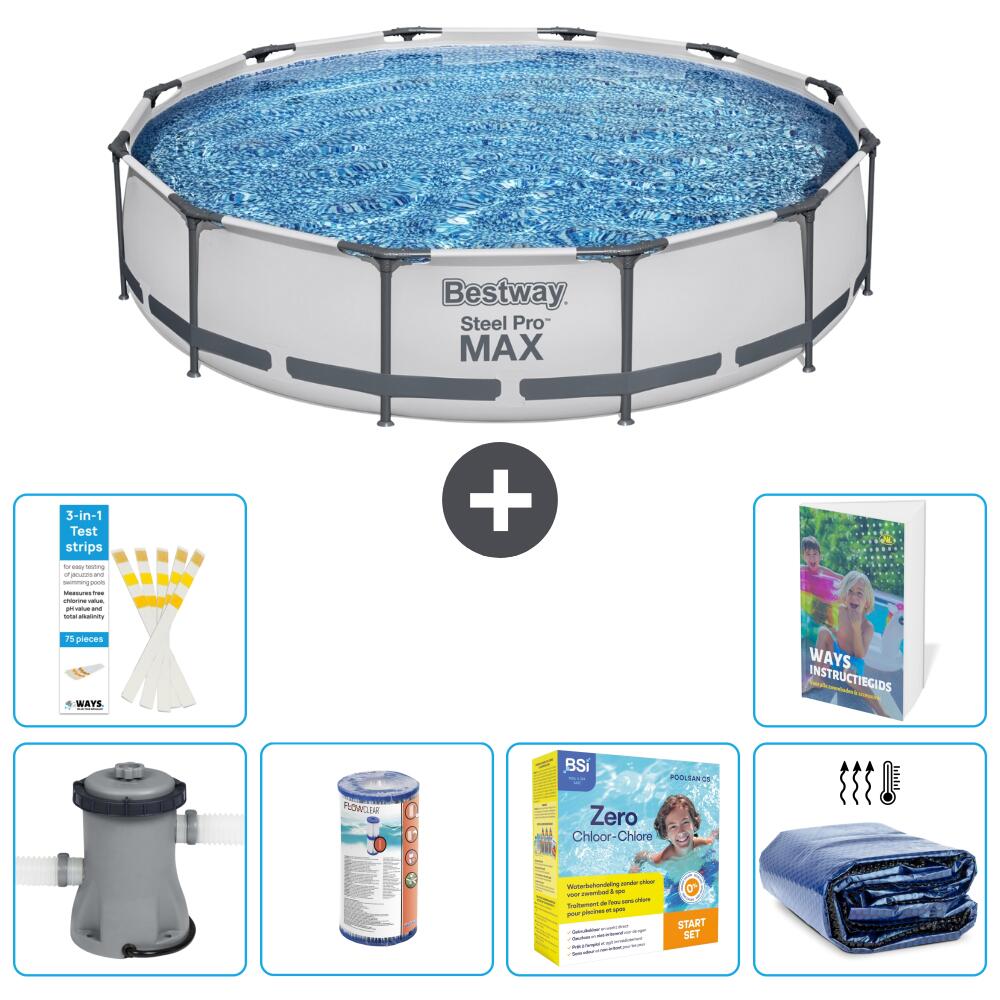 BESTWAY Basen Steel Pro MAX Okrągły - 366x76 cm - 7-częściowy S224