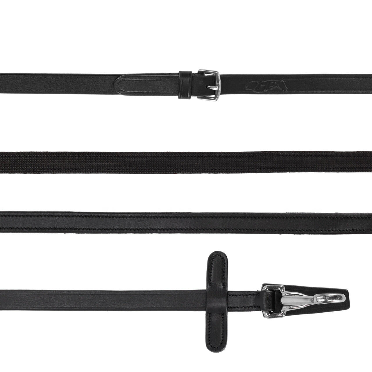 QHP Teugel eenzijdig anti-slip met clip - Zwart (Full)