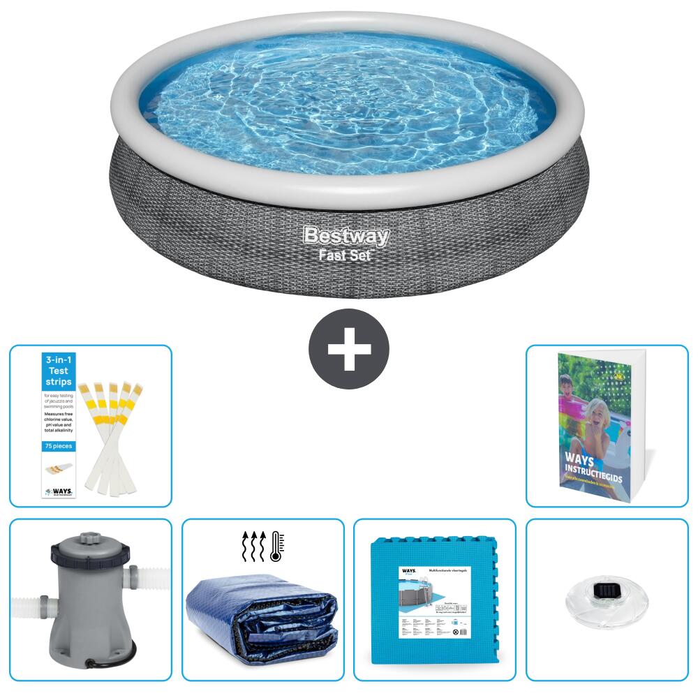 BESTWAY Basen Fast Set Okrągły - 366x76 cm - 7-częściowy S326