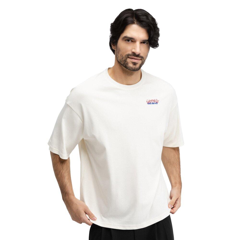 Męska koszulka oversize z krótkim rękawem Siroko Grama White