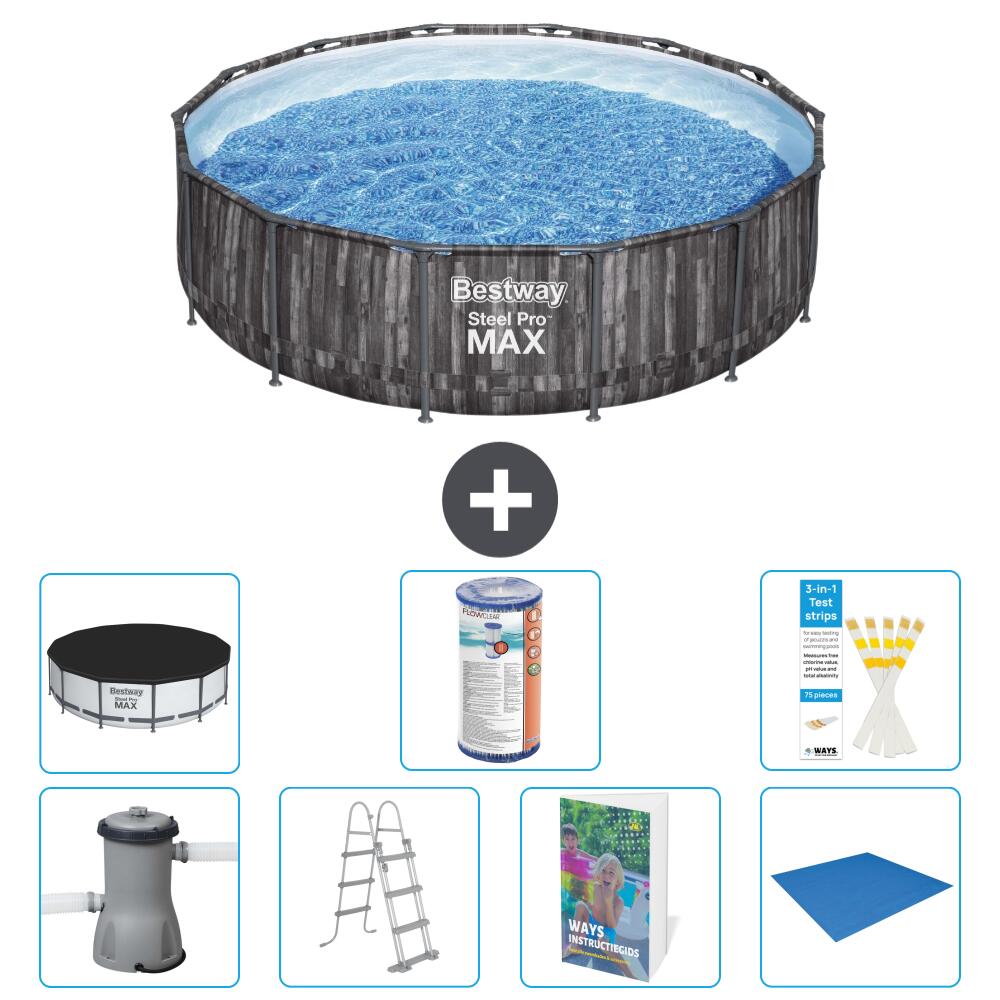 BESTWAY Basen Steel Pro MAX Okrągły - 427x107 cm - 8-częściowy S594