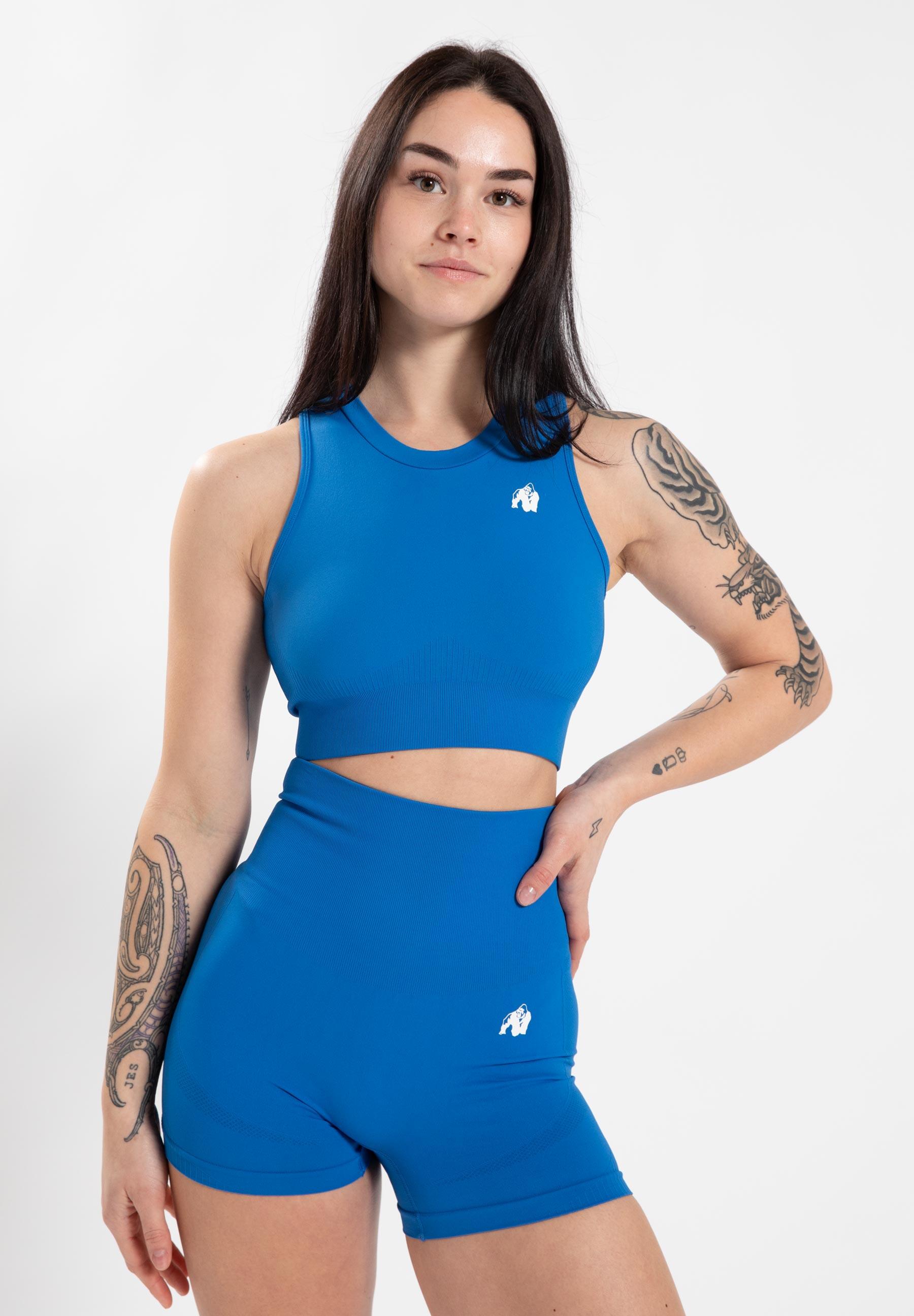 Olivia Bezszwowe Crop Top - Niebieski