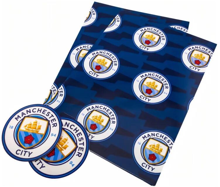 Papier do pakowania Man City, 2 arkusze, 2 zawieszki, granatowy