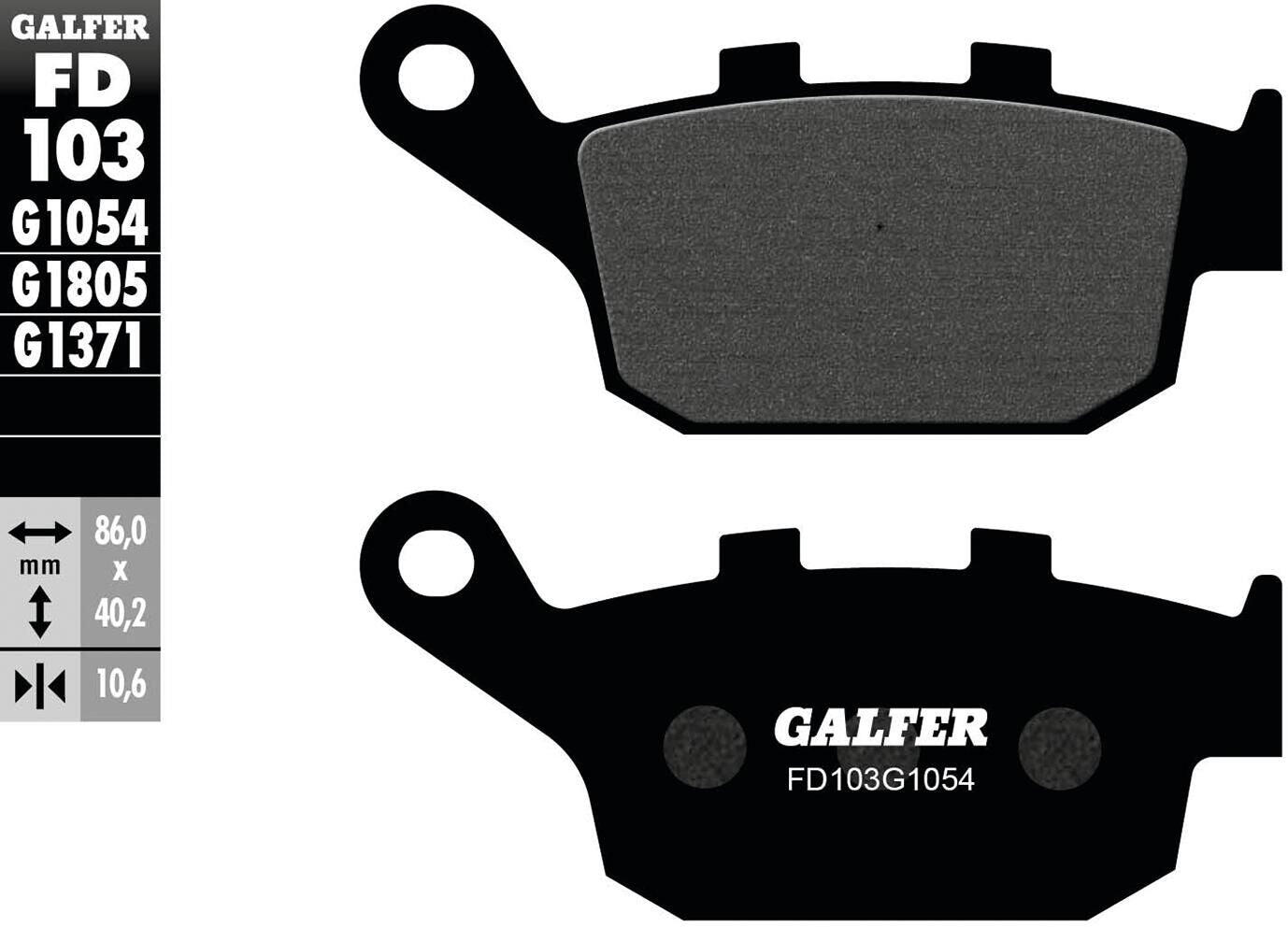 GALFER FD103 (G1054) klocki hamulcowe tarczowe ECE R90 86×40,2 mm