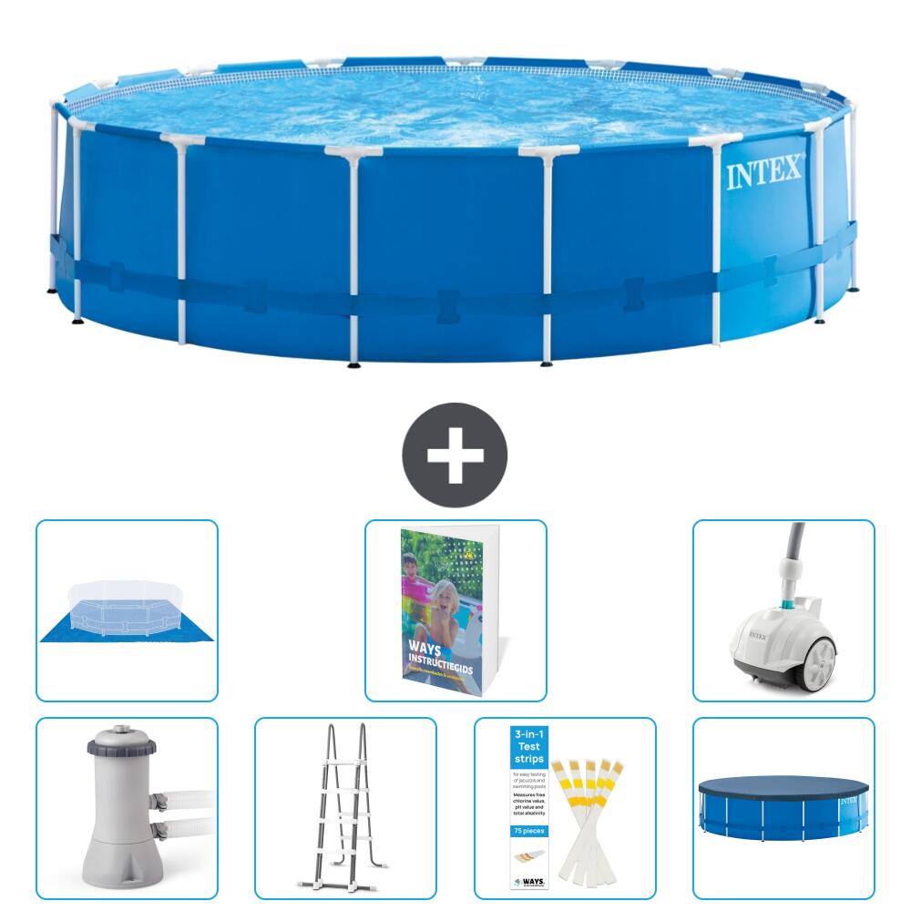 INTEX Basen ze stelażem Okrągły - 457x122 cm - 8-częściowy S616