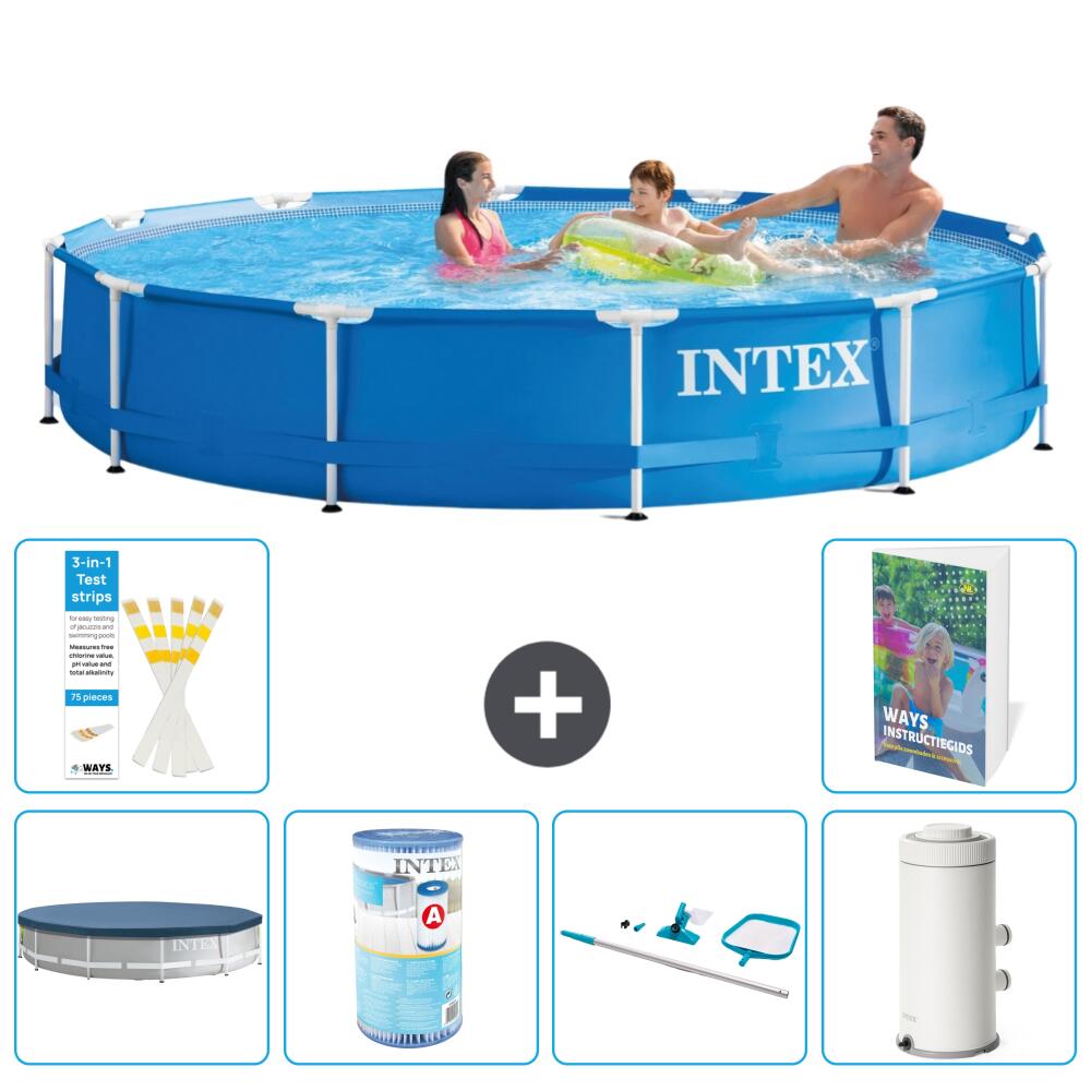 INTEX Basen ze stelażem Okrągły - 366x76 cm - 7-częściowy S130