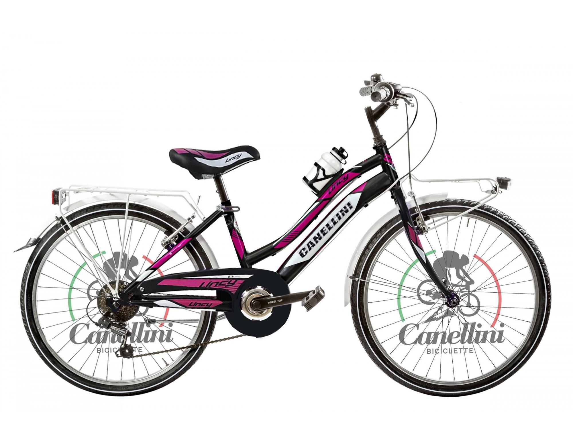 Rower Dziecięcy MTB Canellini LINCY 24 - Czarny/Fuksja
